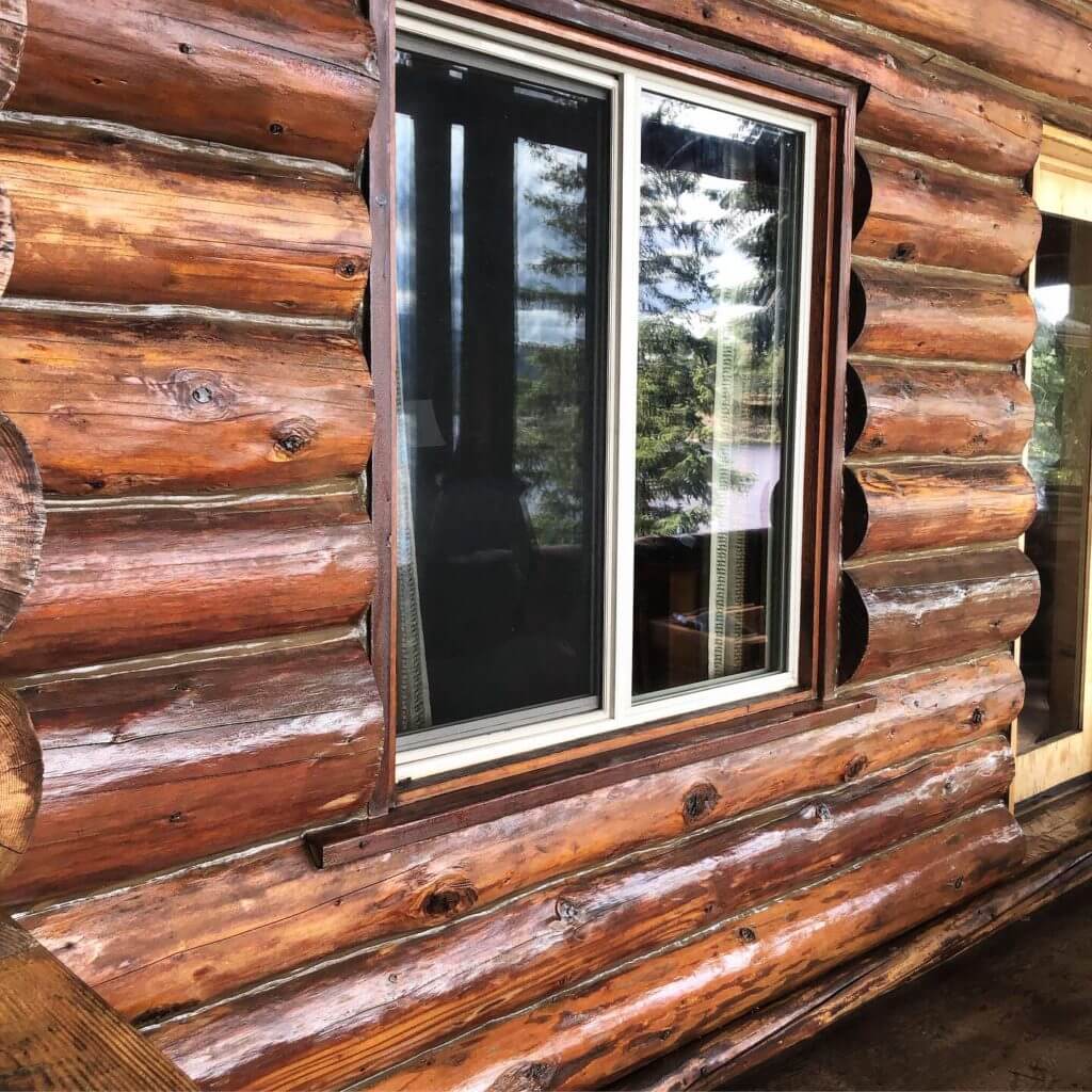 Log home after applying new stain